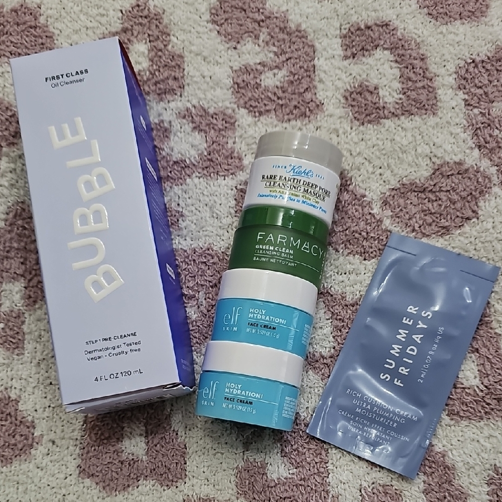 Skincare Set with Bubble, Kiehl's, Farmacy, e.l.f., and Summer Fridays